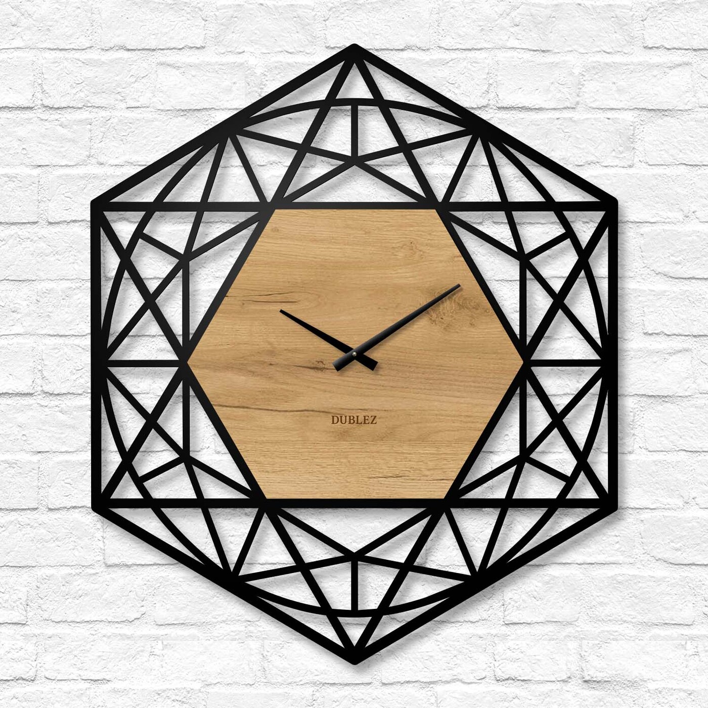 Geometrické hodiny na stenu - Polygón | Dub zlatý