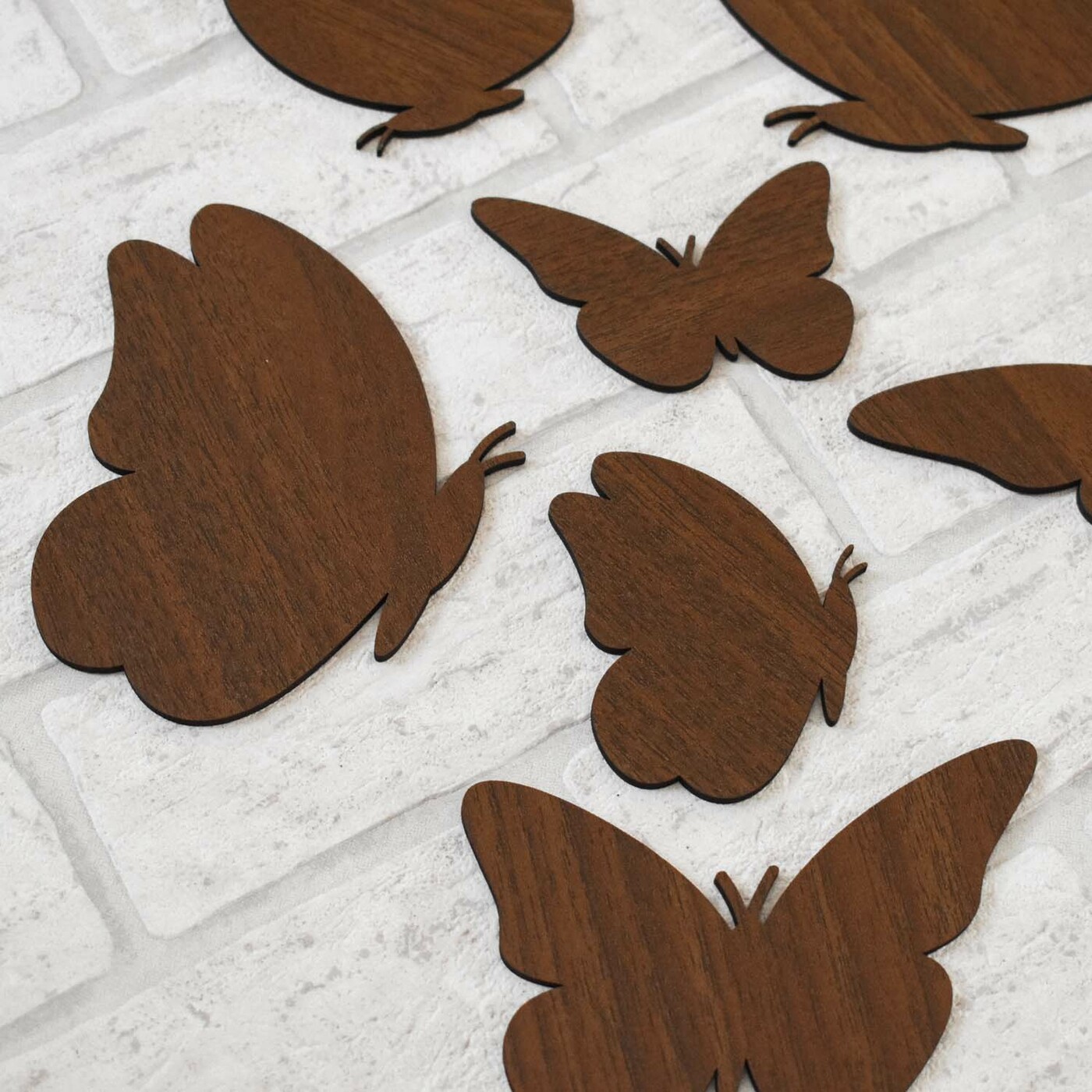 Decorative 3D Butterflies on the Wall 6 pcs | Walnut