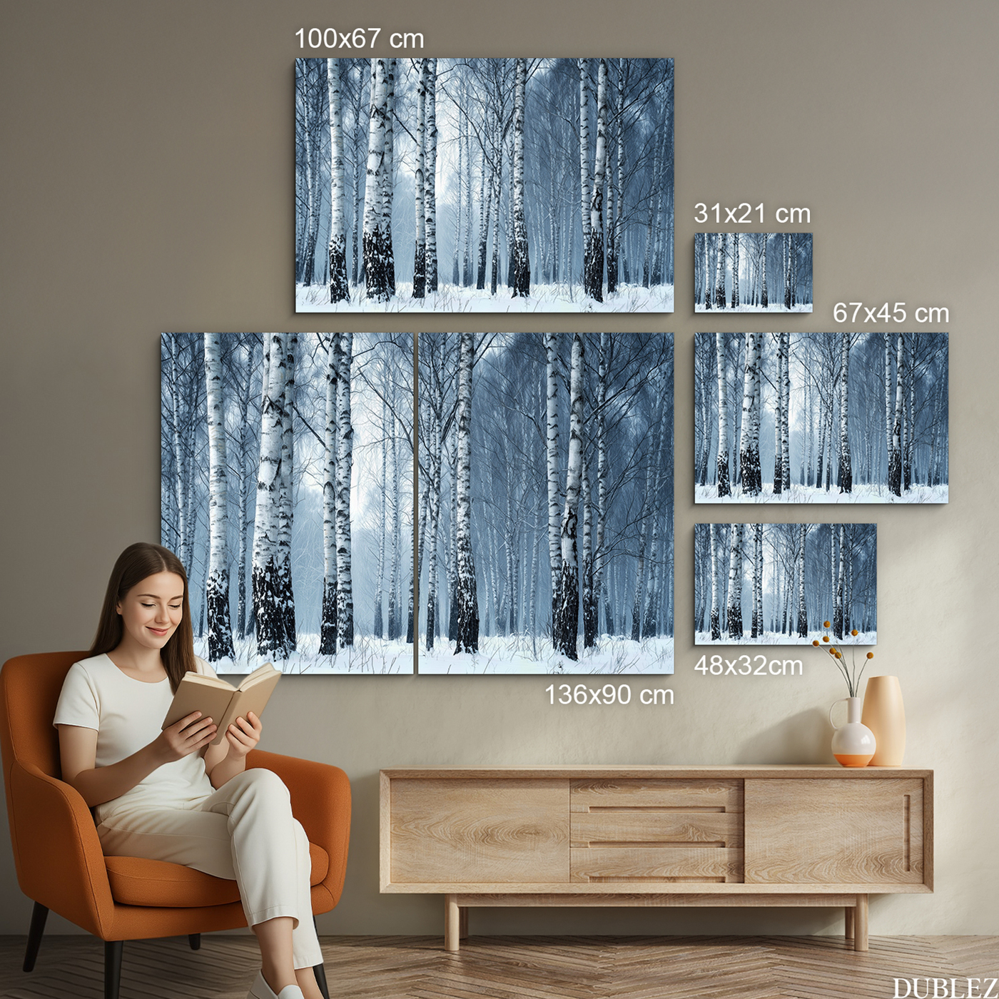 Dřevěný obraz - Březový les