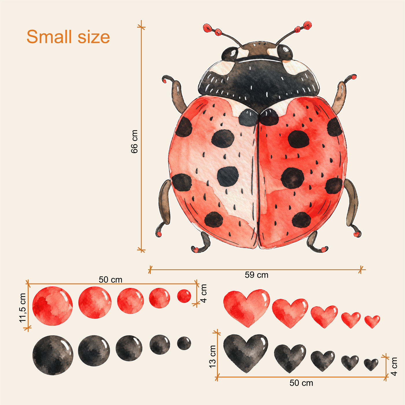 Wooden wall sticker - Ladybug for luck | Smaller size