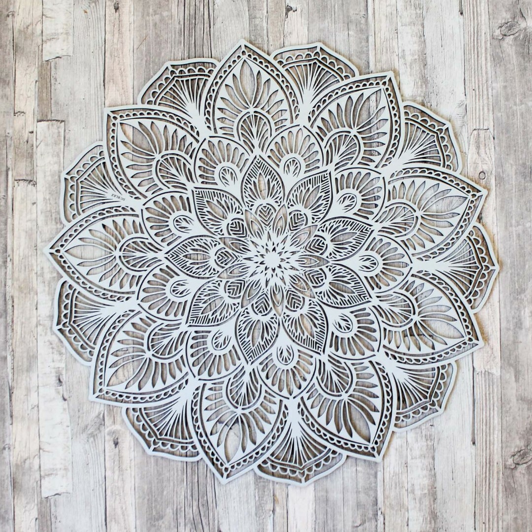 Cut-Out Wooden Mandala - Symmetry | Silver