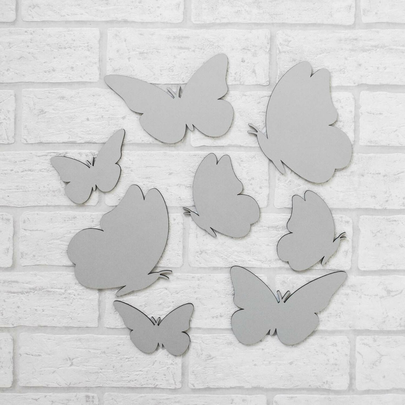 Decorative 3D Butterflies on the Wall 6 pcs | Silver