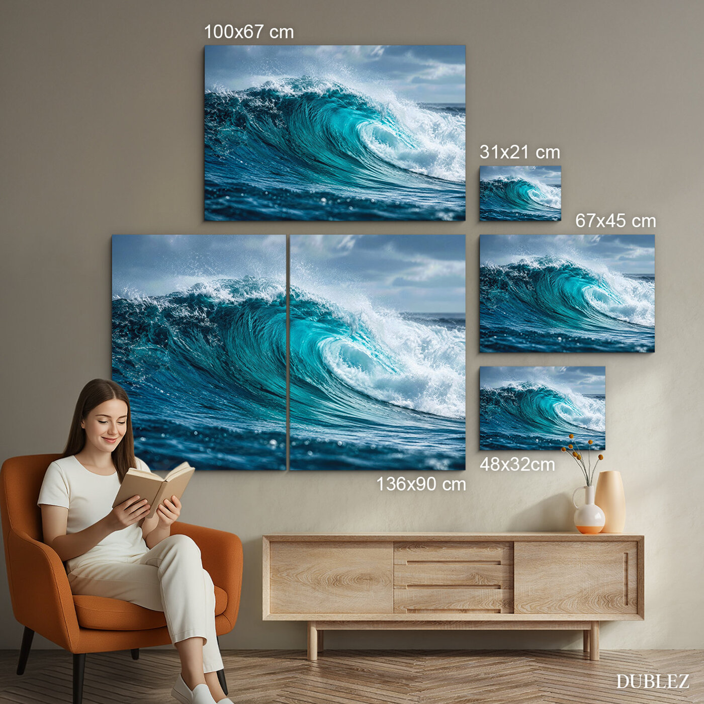 Drevený obraz - Vlna oceánu | 136x90 cm