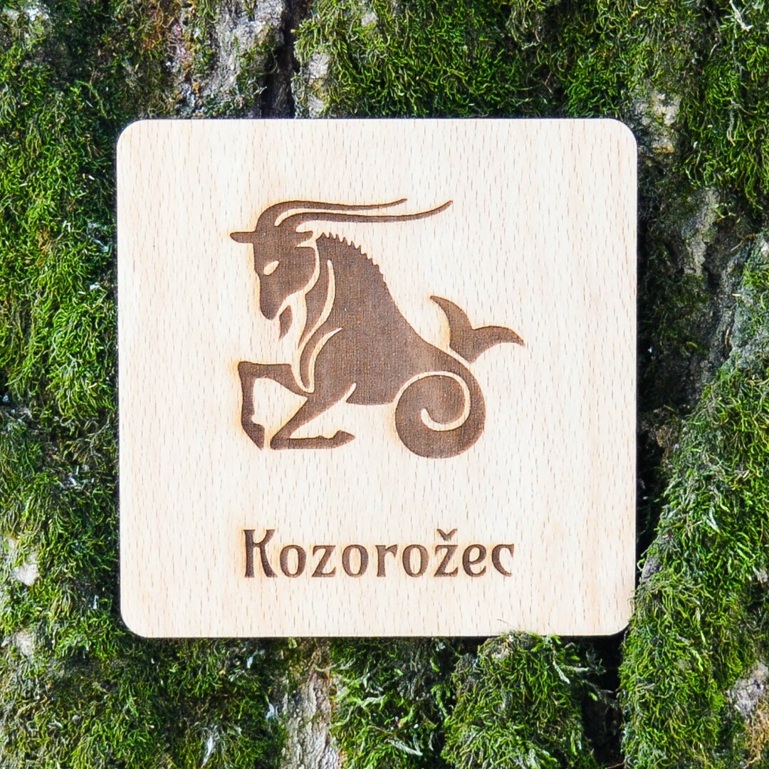 Drevená podložka pod pohár - Znamenie kozorožec