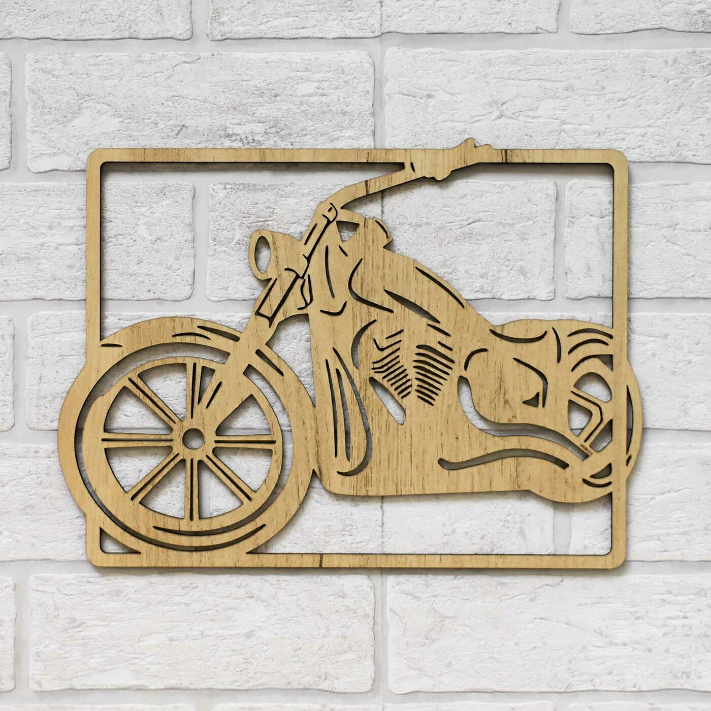 Wooden Wall Art - Chopper Motorcycle | Gold Craft Oak