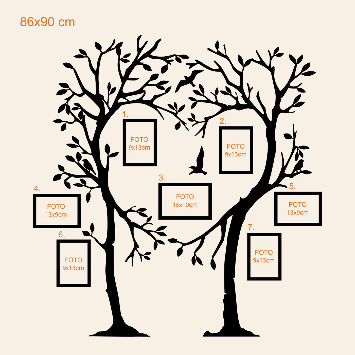 Dřevěný rodokmen lásky | 86x90 cm