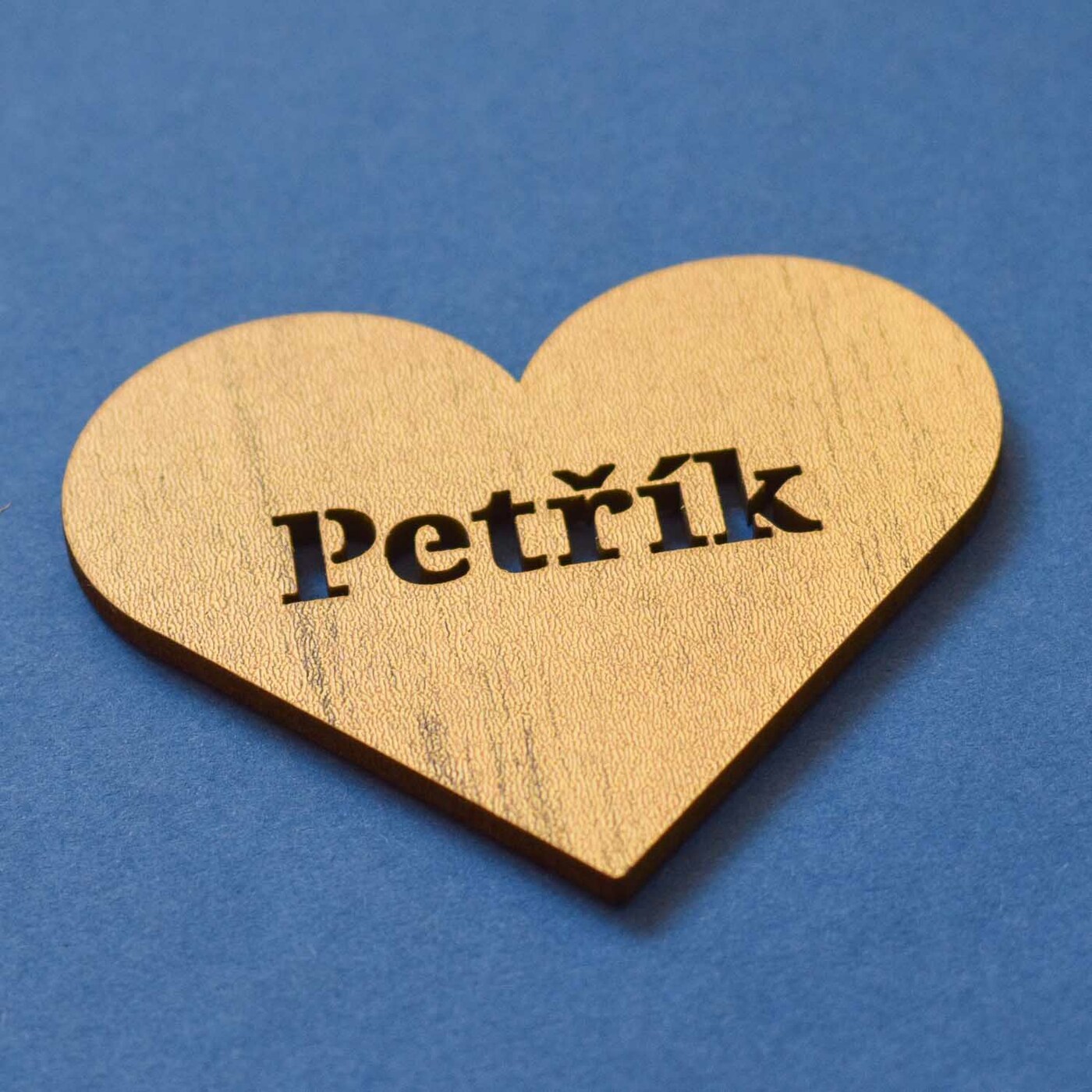 Wooden Heart with Name | Gold Craft Oak