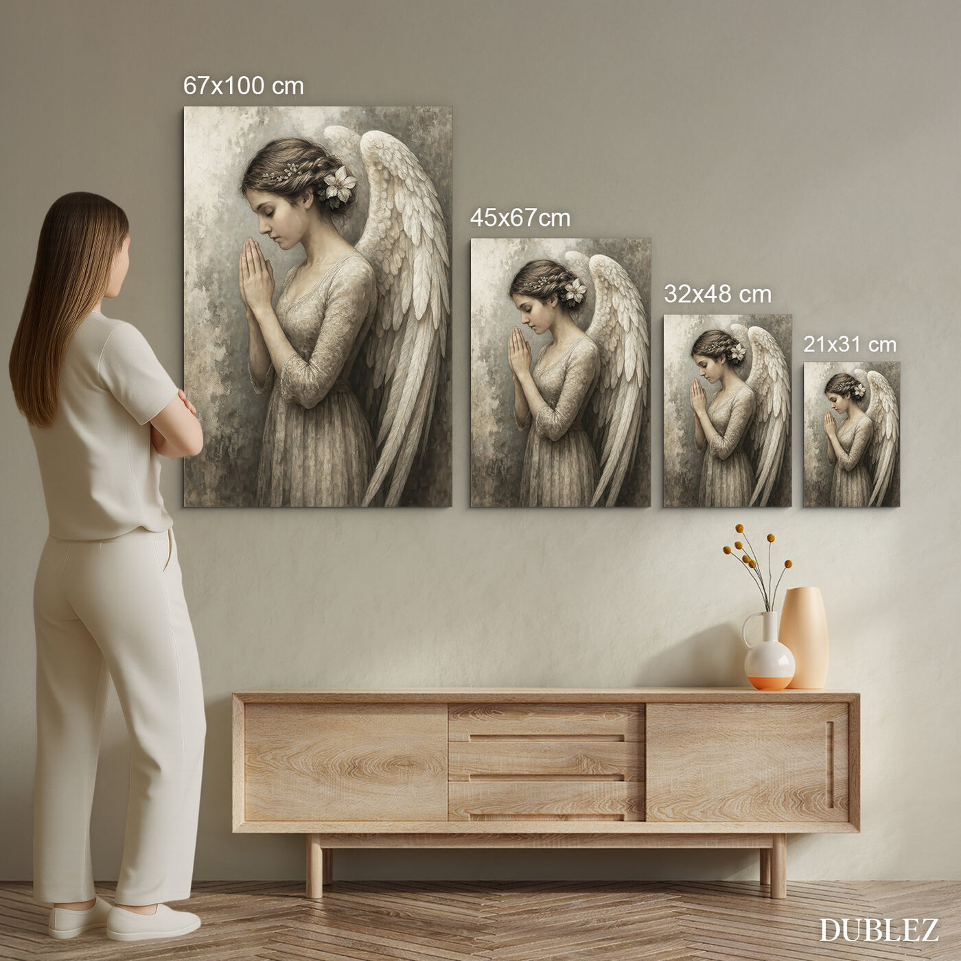 Drevený obraz - Modlitba anjela