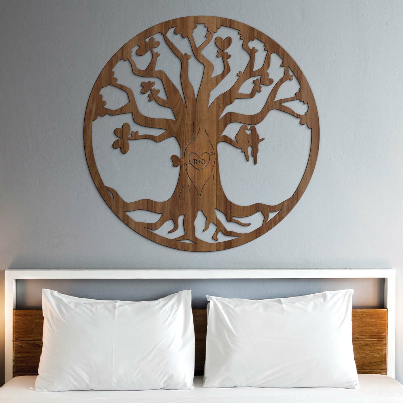 Darček na svadbu - Strom lásky s iniciálami - Amor | Orech