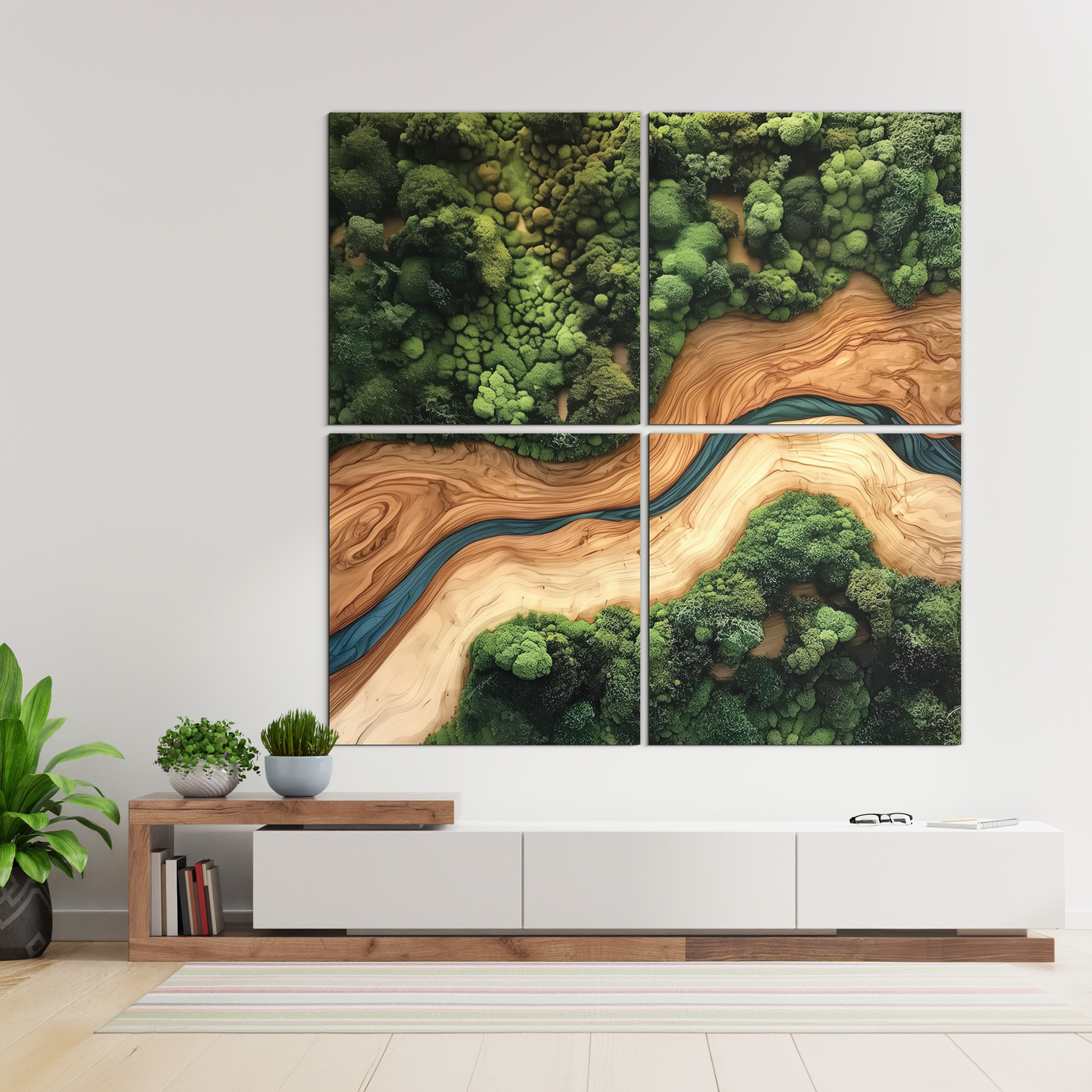 Colorful Wooden Wall Art - Abstract Forest | 134x134 cm