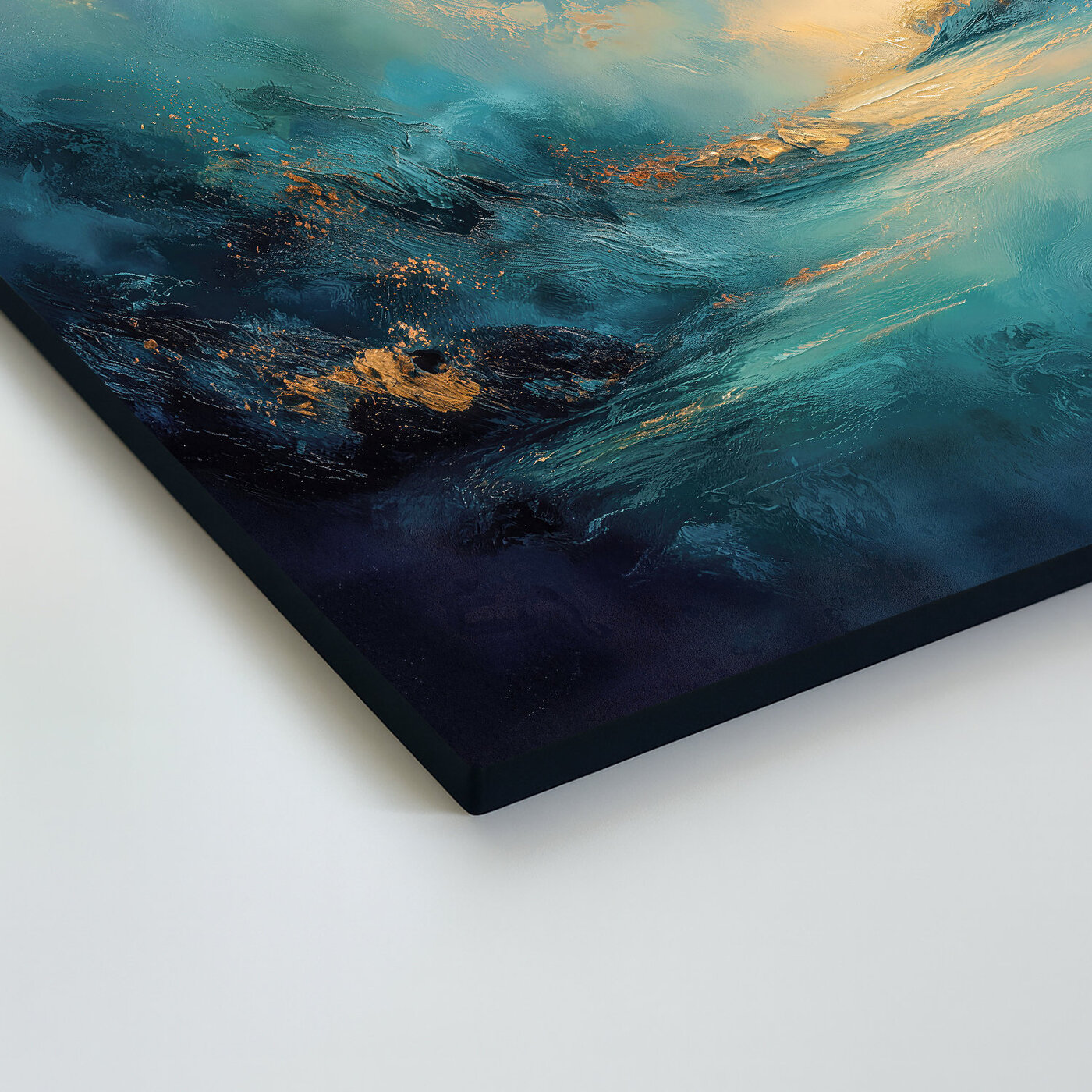 Abstraktný drevený obraz - Zlatý príliv