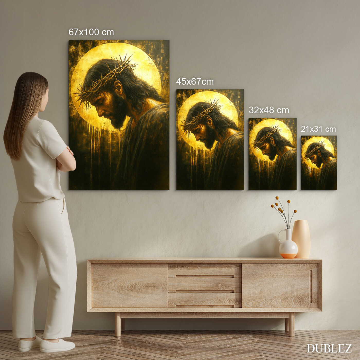 Drevený obraz - Ježiš s tŕňovou korunou