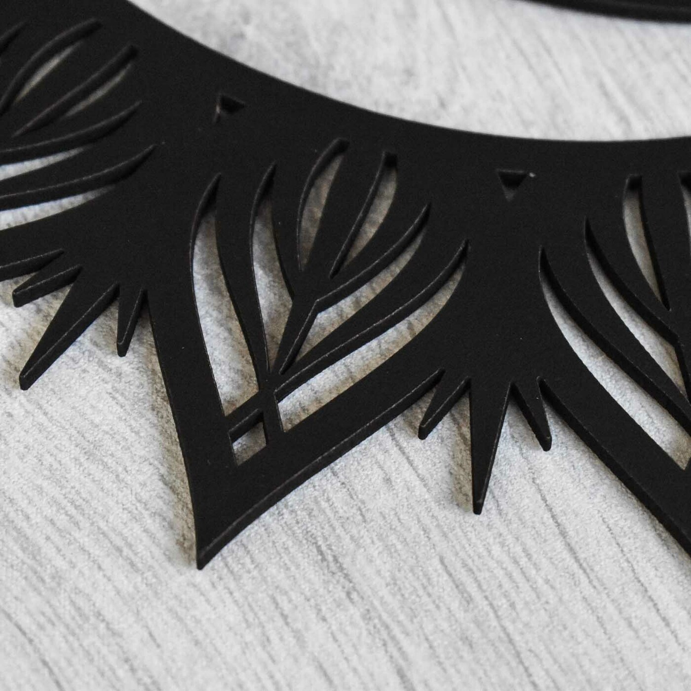 Wooden Mandala on the Wall - Sun and Moon | Black