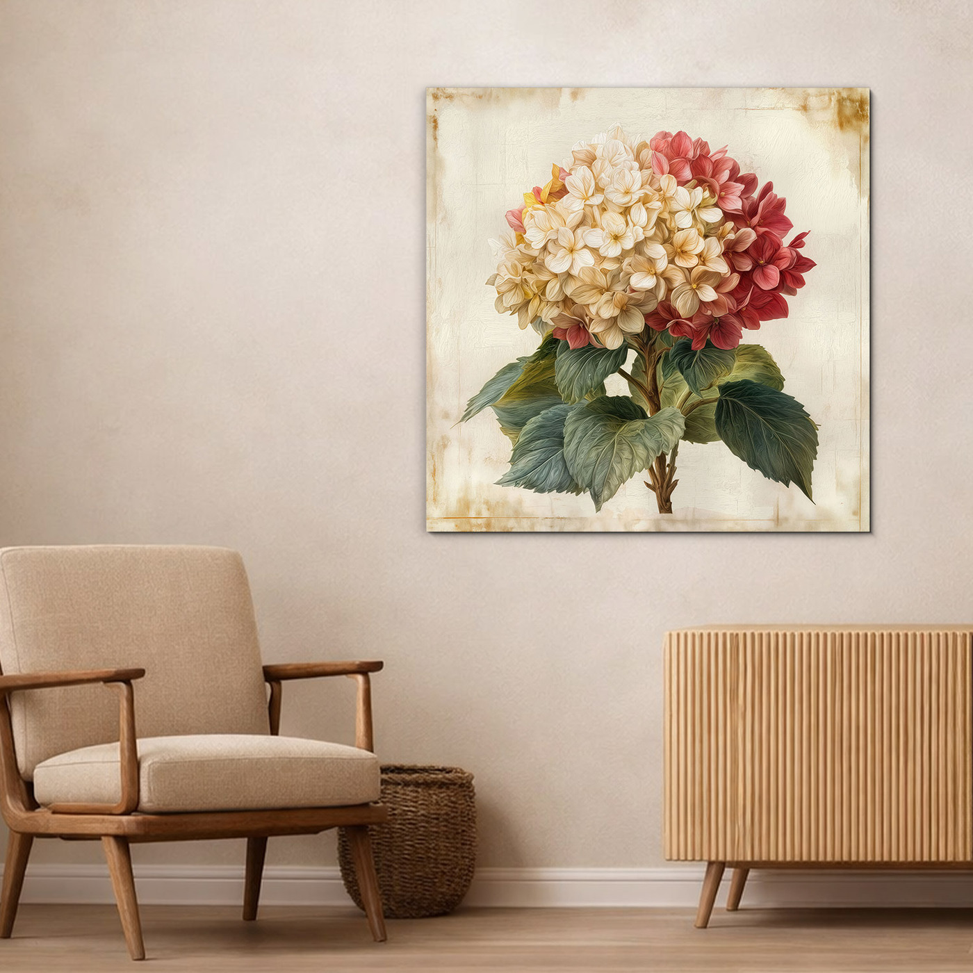 Vintage obraz kvetu - Romantická hortenzia