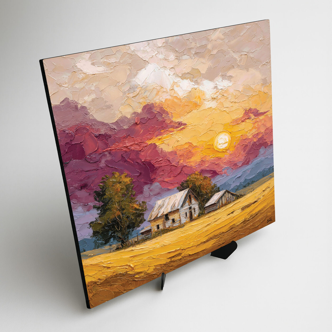 Malovaný obraz - Západ slunce nad polem