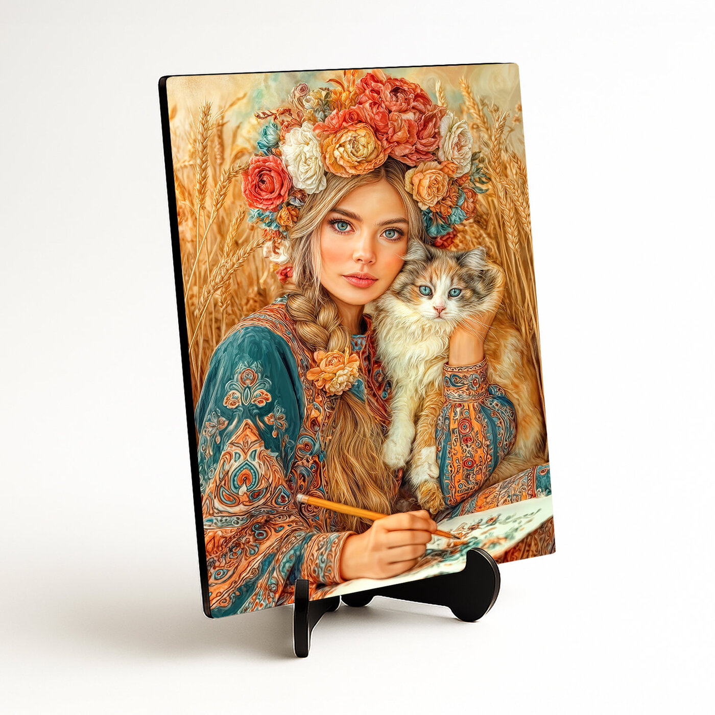 Folk image on wood - Slavic woman