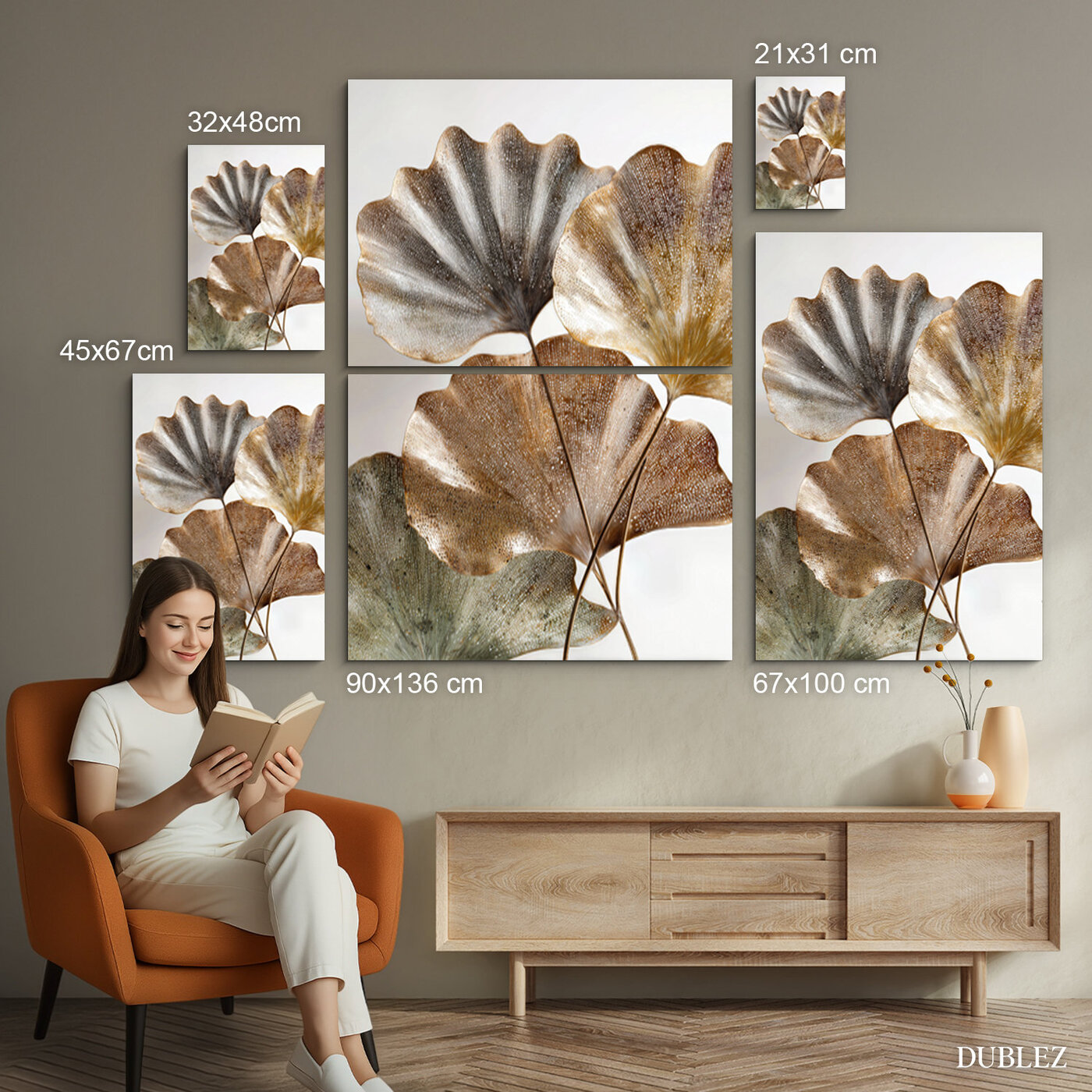 Dizajnový obraz - Metalické botanické listy