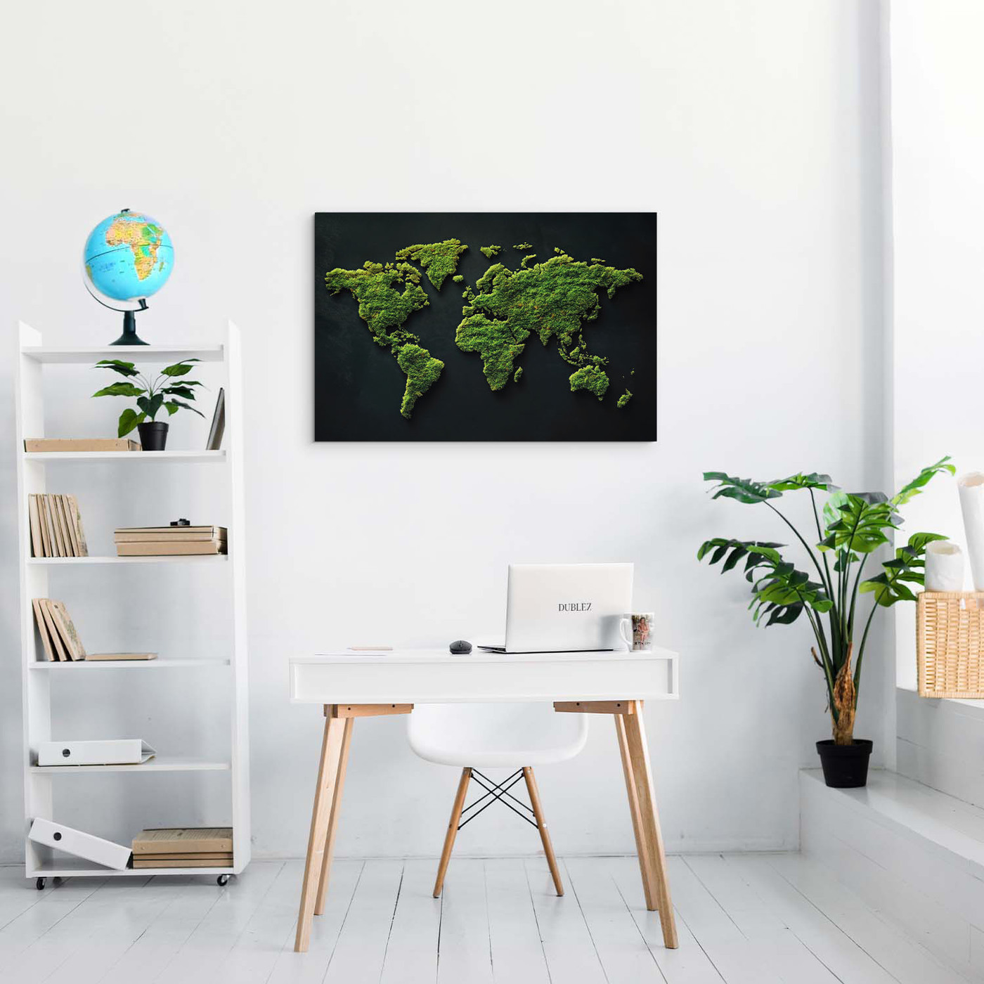 Drevený obraz - Machová mapa sveta