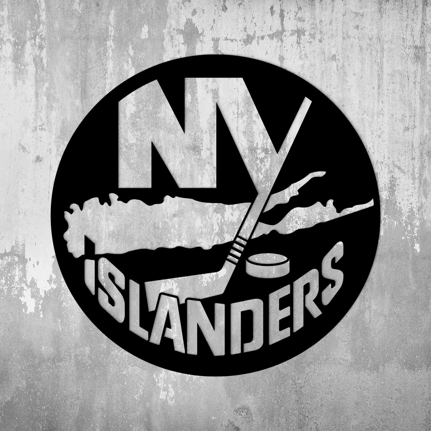 Drevené logo hokeja - New York Islanders | Čierna