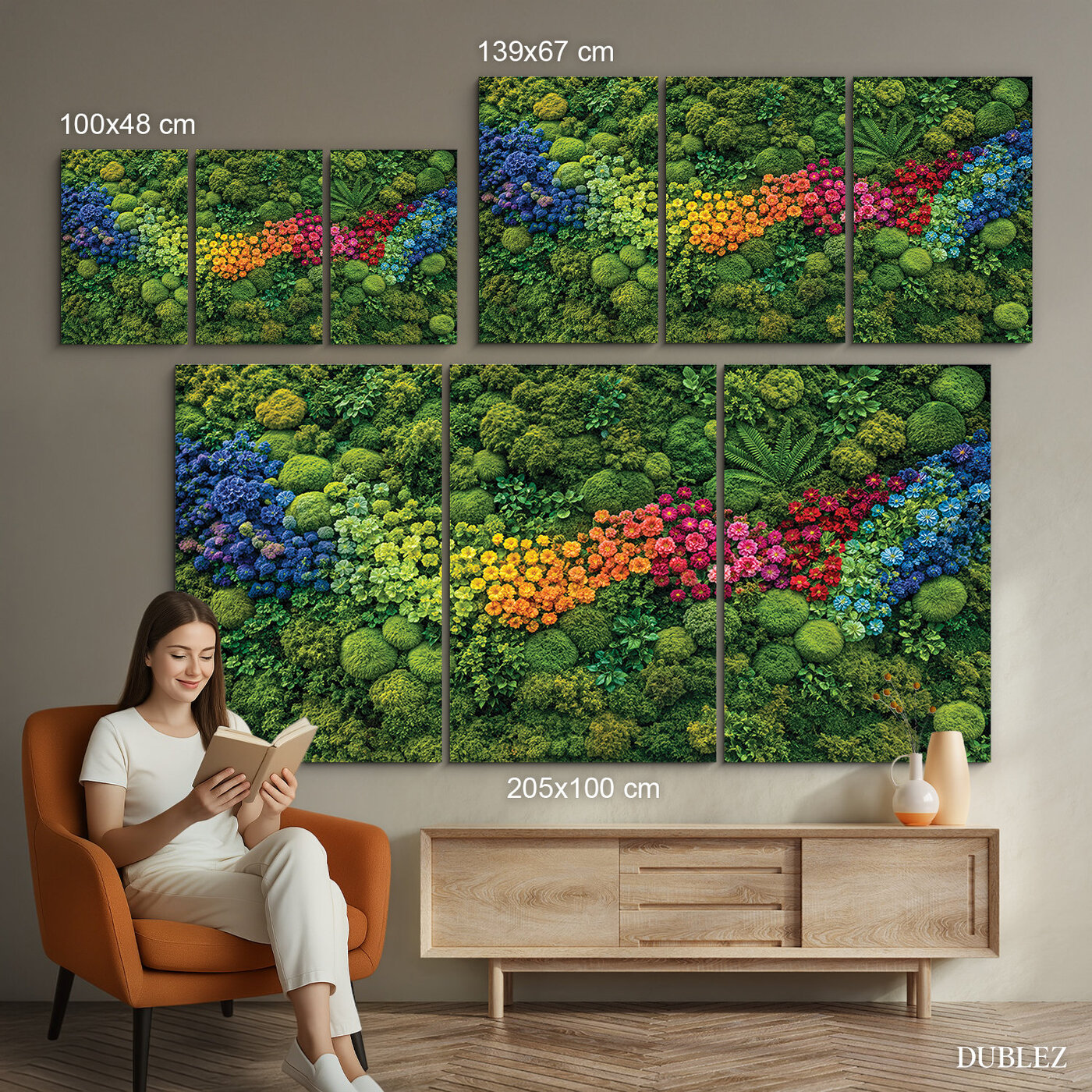 Multi-panel wall art - Moss rainbow