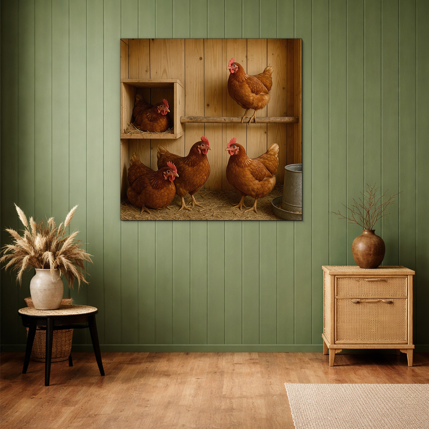 Rural picture for the kitchen - Chickens in the henhouse
