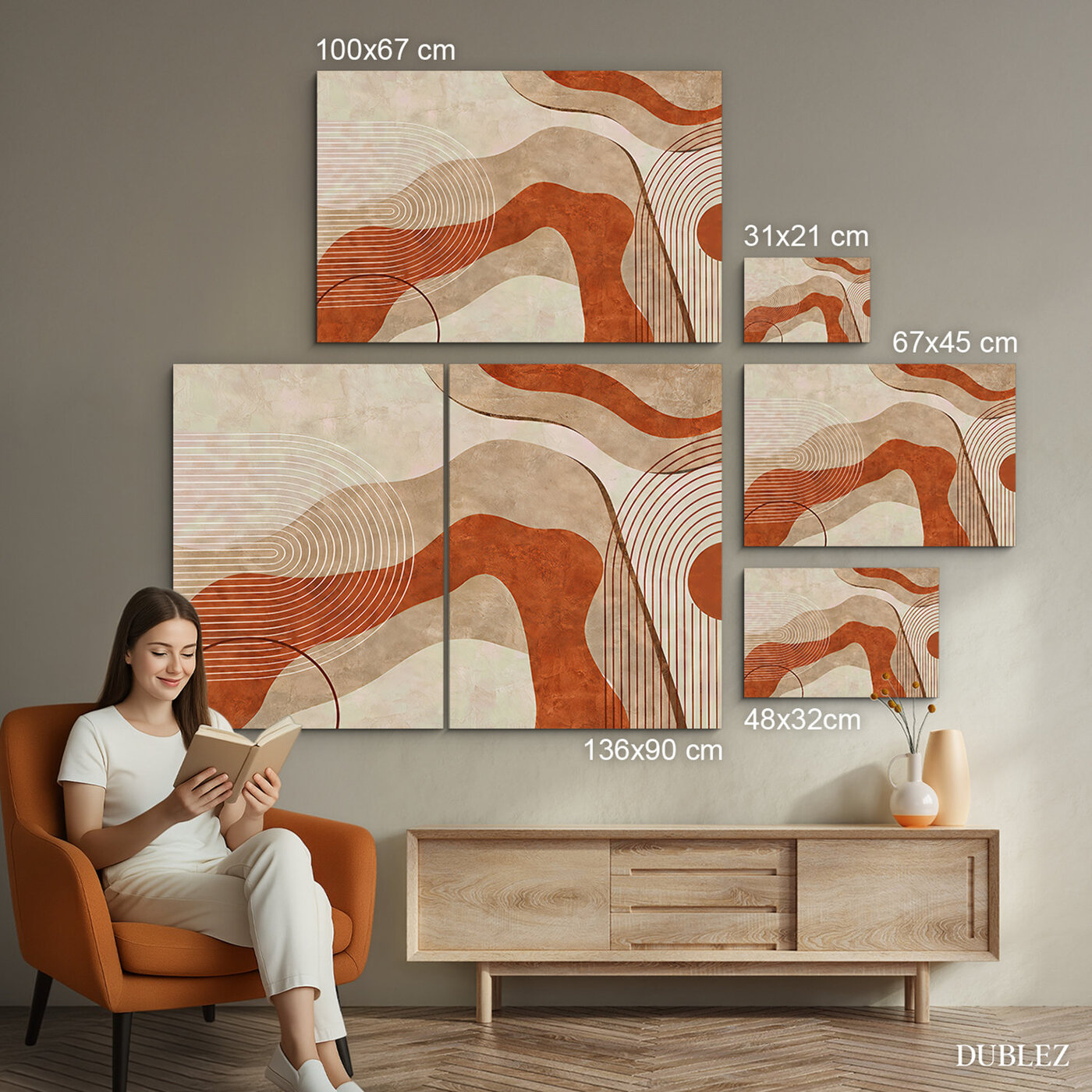 Moderný boho obraz - Terra Lines | 136x90 cm