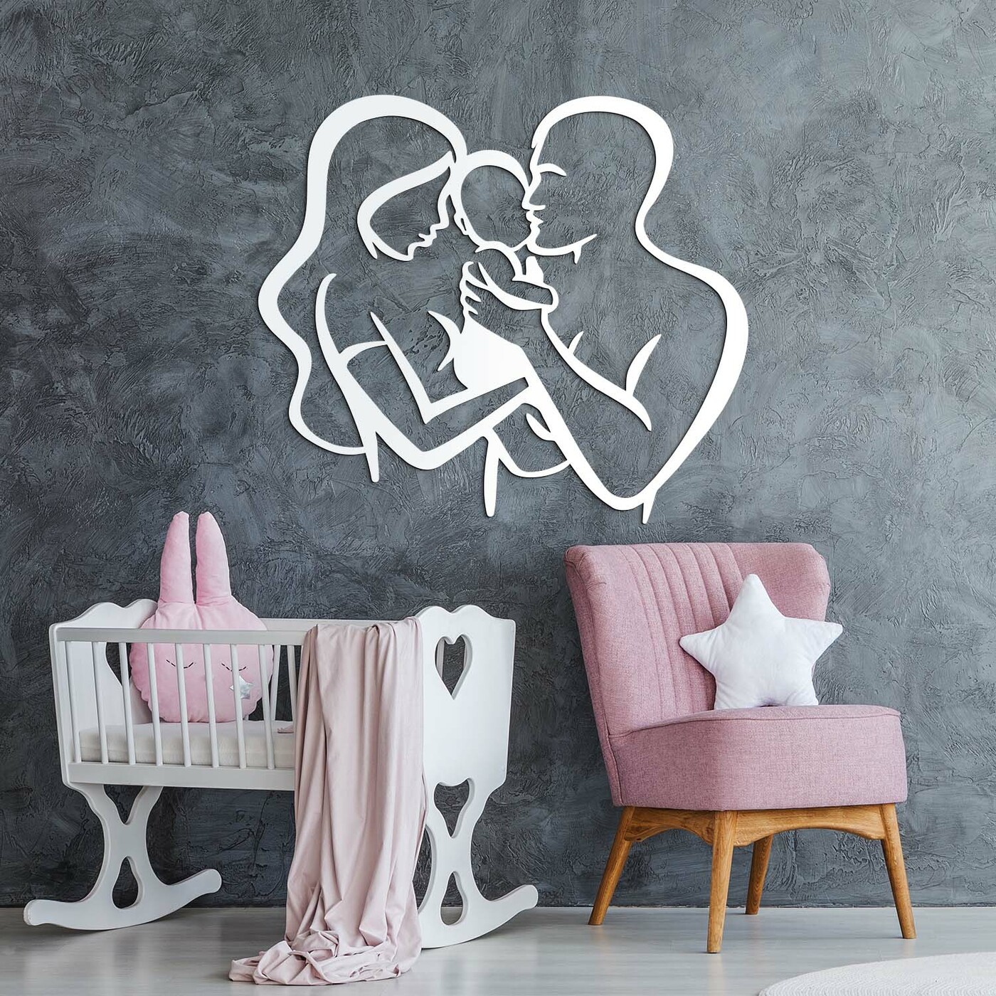 Wooden Wall Art - Family | White
