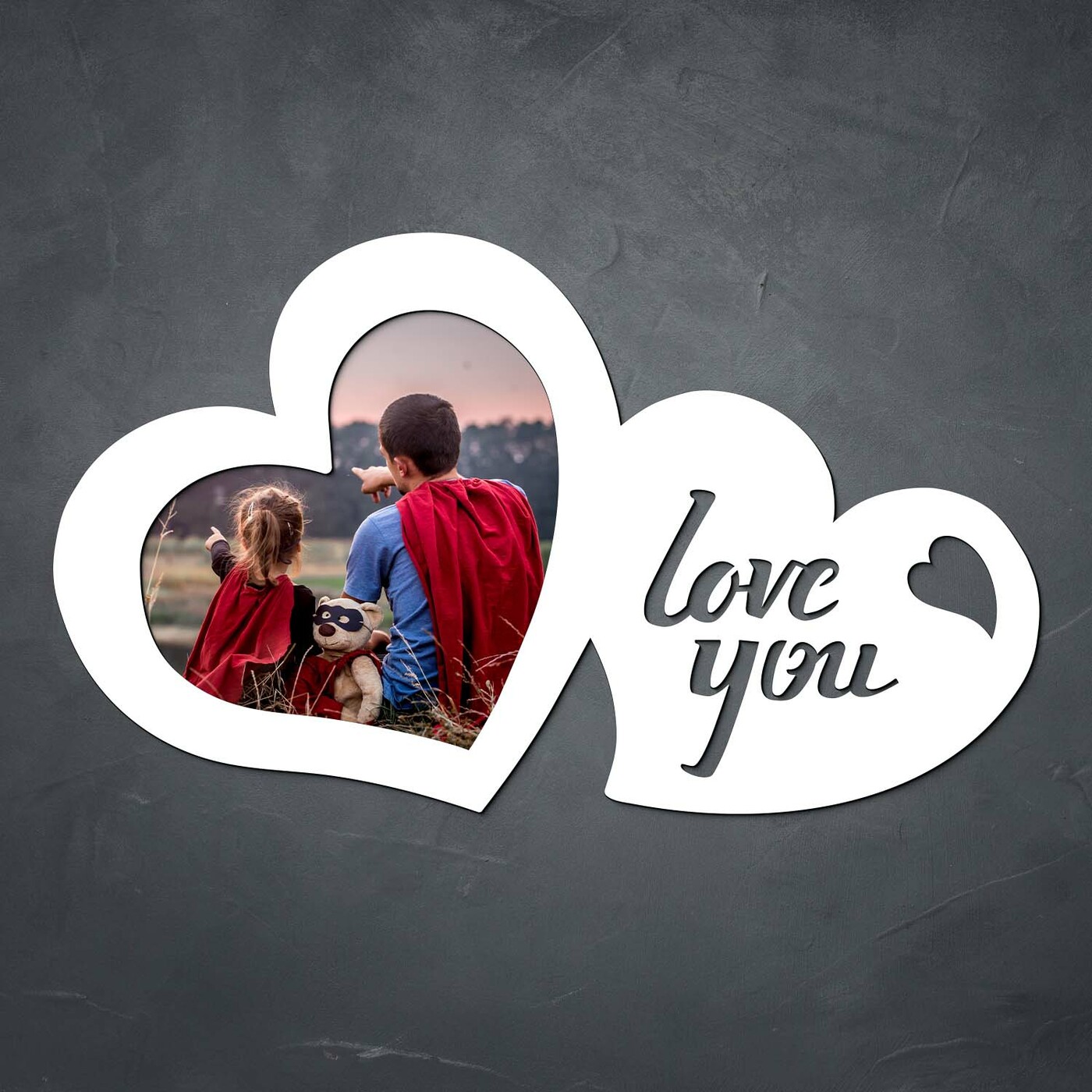 Dřevěný fotorámeček - Love you | Bílá