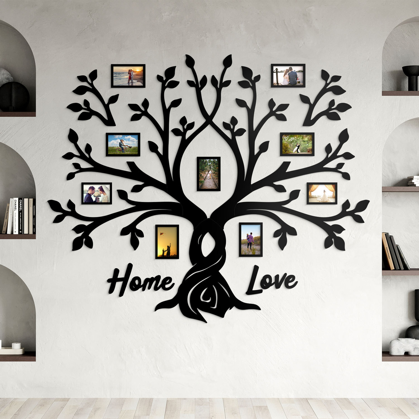 Wooden Family Tree for Multiple Photos | Black