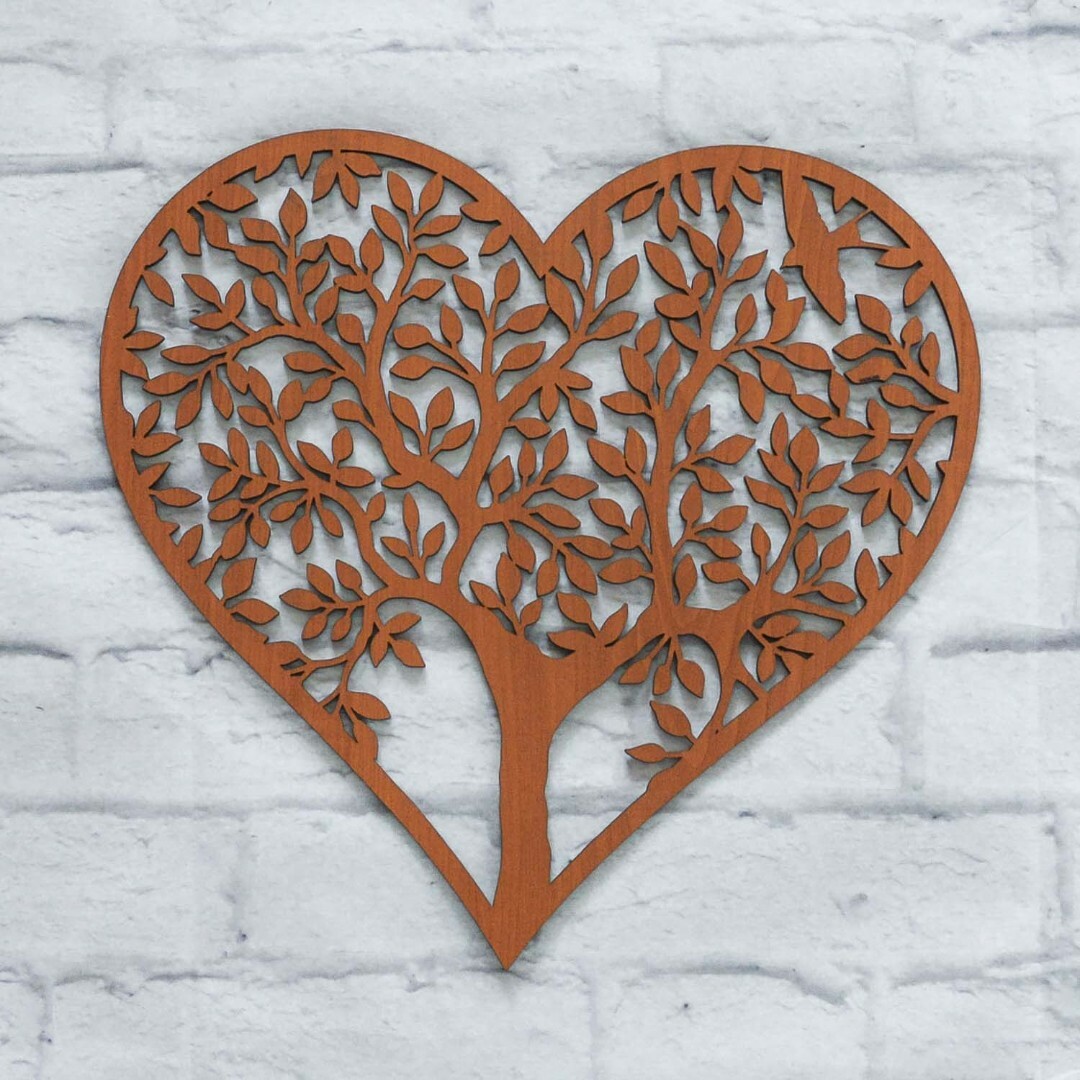 Drevený strom na stenu - Srdce | Čerešňa