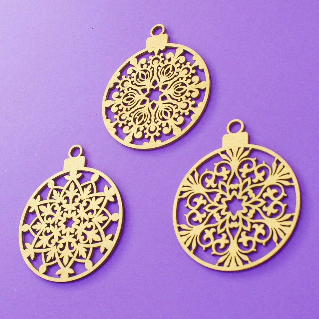 Christmas Balls - Set of 3 types, 2 pcs each (6pcs) | Gold