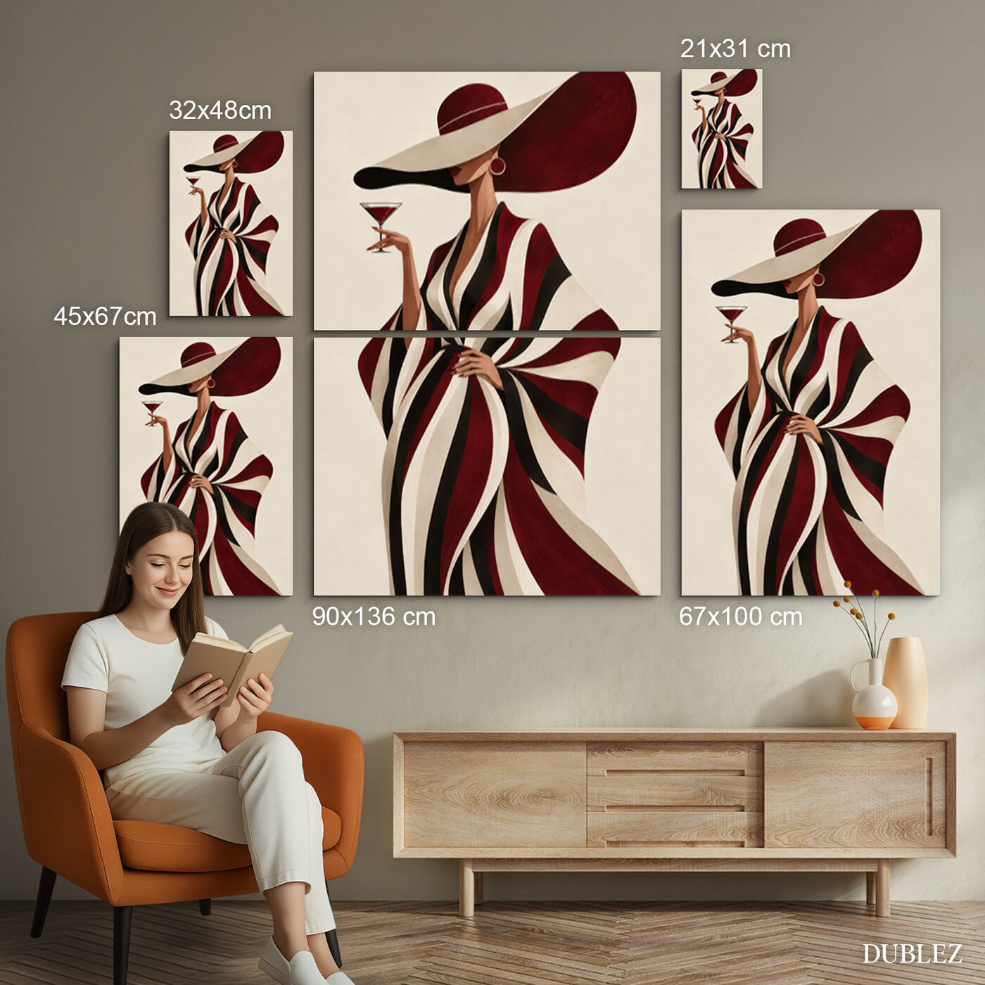 Imaginea unei femei cu Martini - Eleganță de seară | 90x136 cm