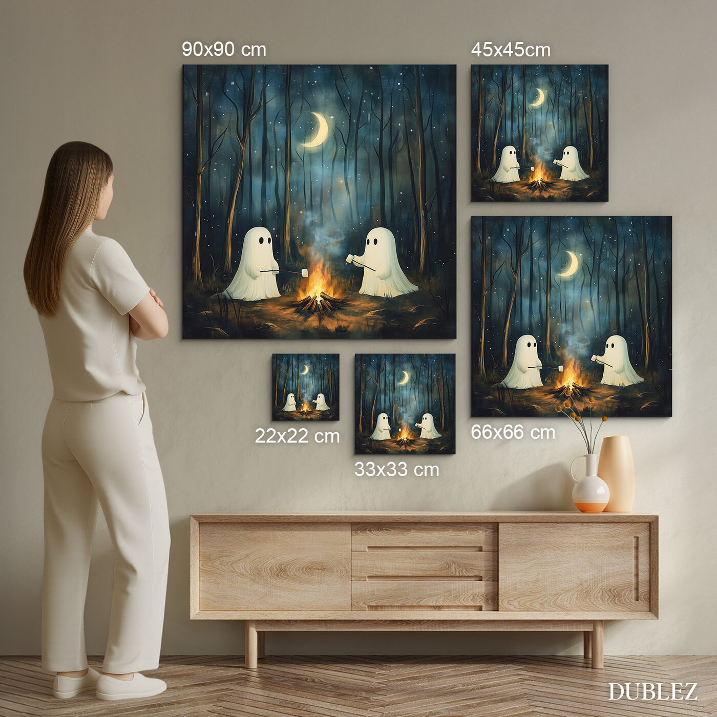 Children&#039;s Halloween Wall Art - Ghosts in the Forest