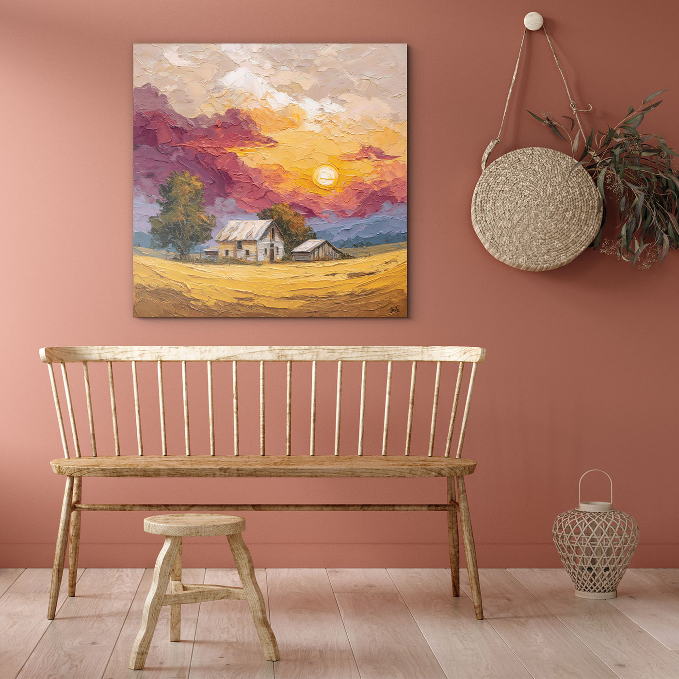 Malovaný obraz - Západ slunce nad polem