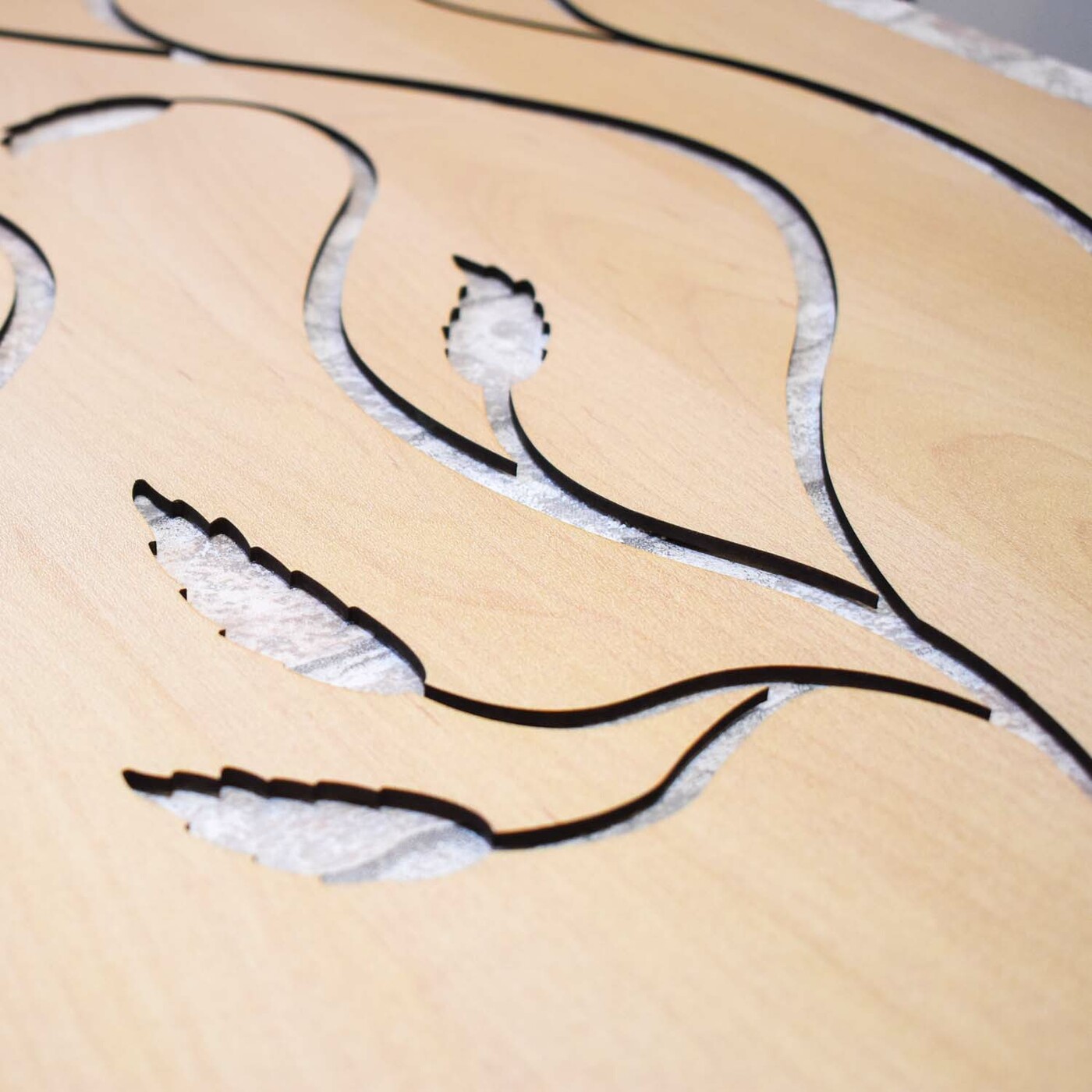 Drevený panel - Lístky na stonkách | Javor