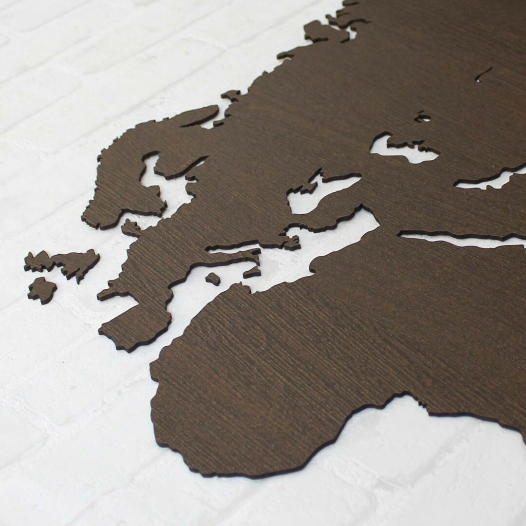 Wooden 3D World Map on the Wall | Wenge