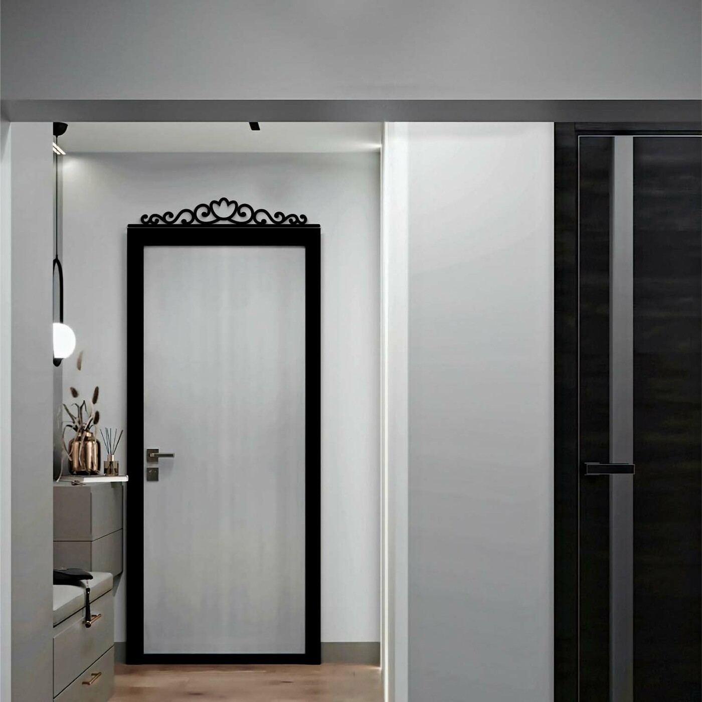 Díszítő ornament az ajtó fölé - Princess | Fekete