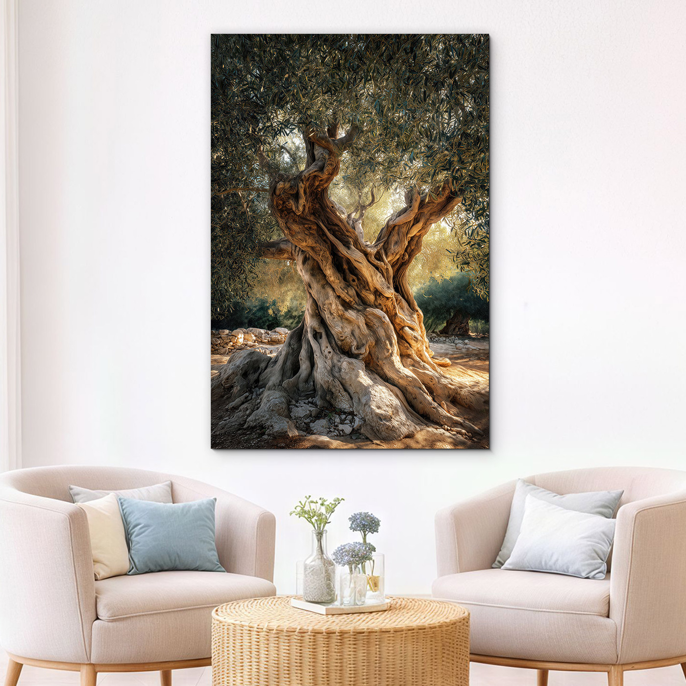 Tablou mediteranean din lemn - Măslin centenar