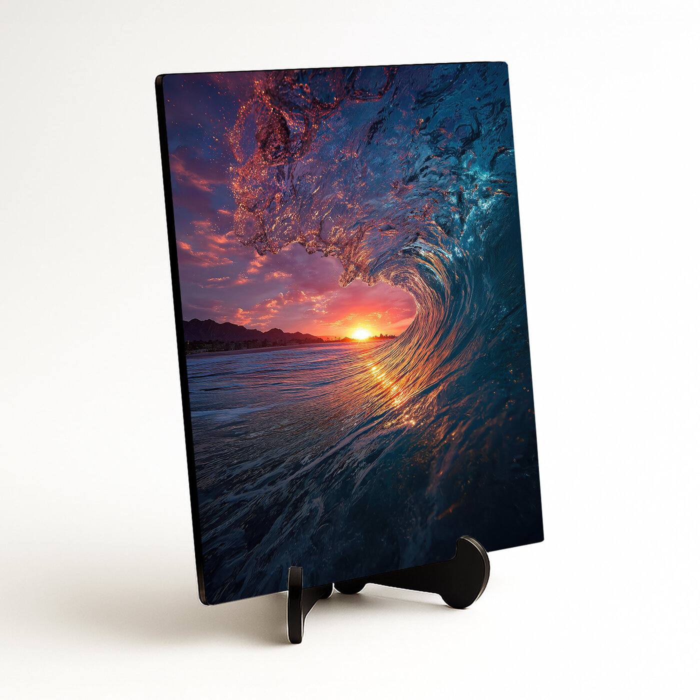 Colorful painting - Sea wave at sunset