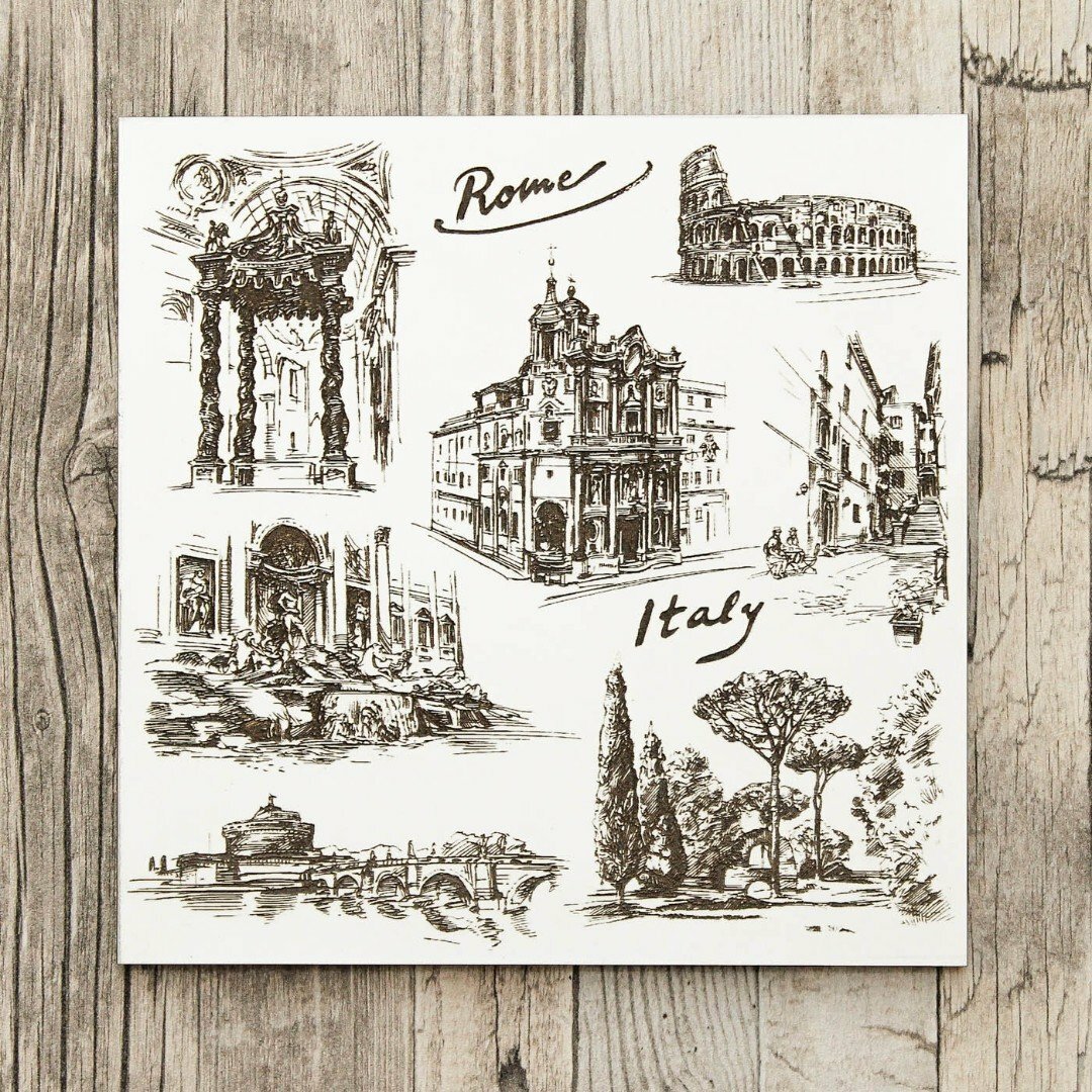 3D fa gravírozott falikép - Róma, Olaszország | Fehér