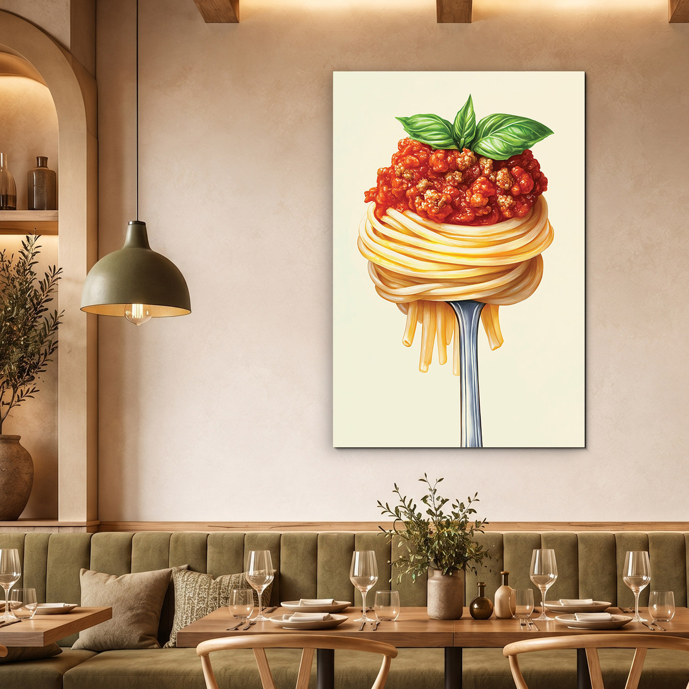 Food art obraz - Špagety Bolognese