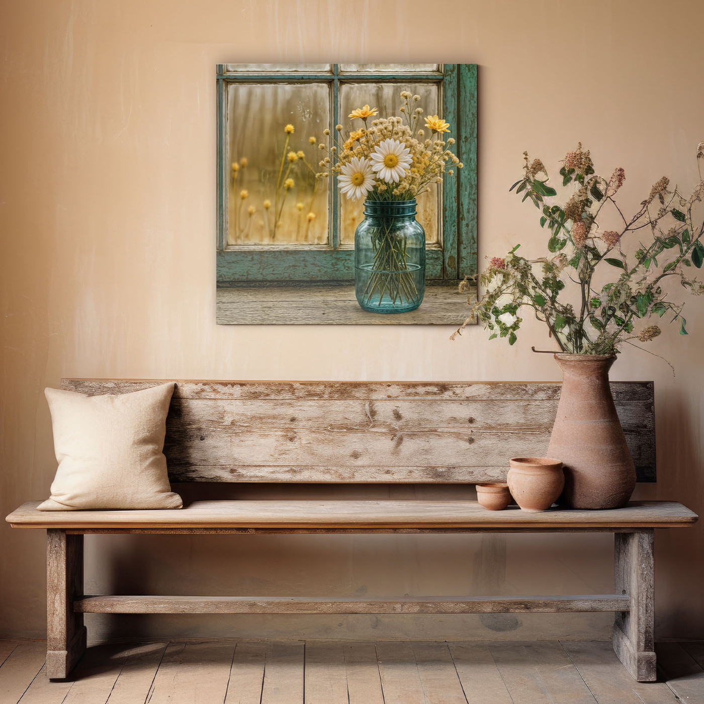 Vintage picture - Vase of meadow flowers