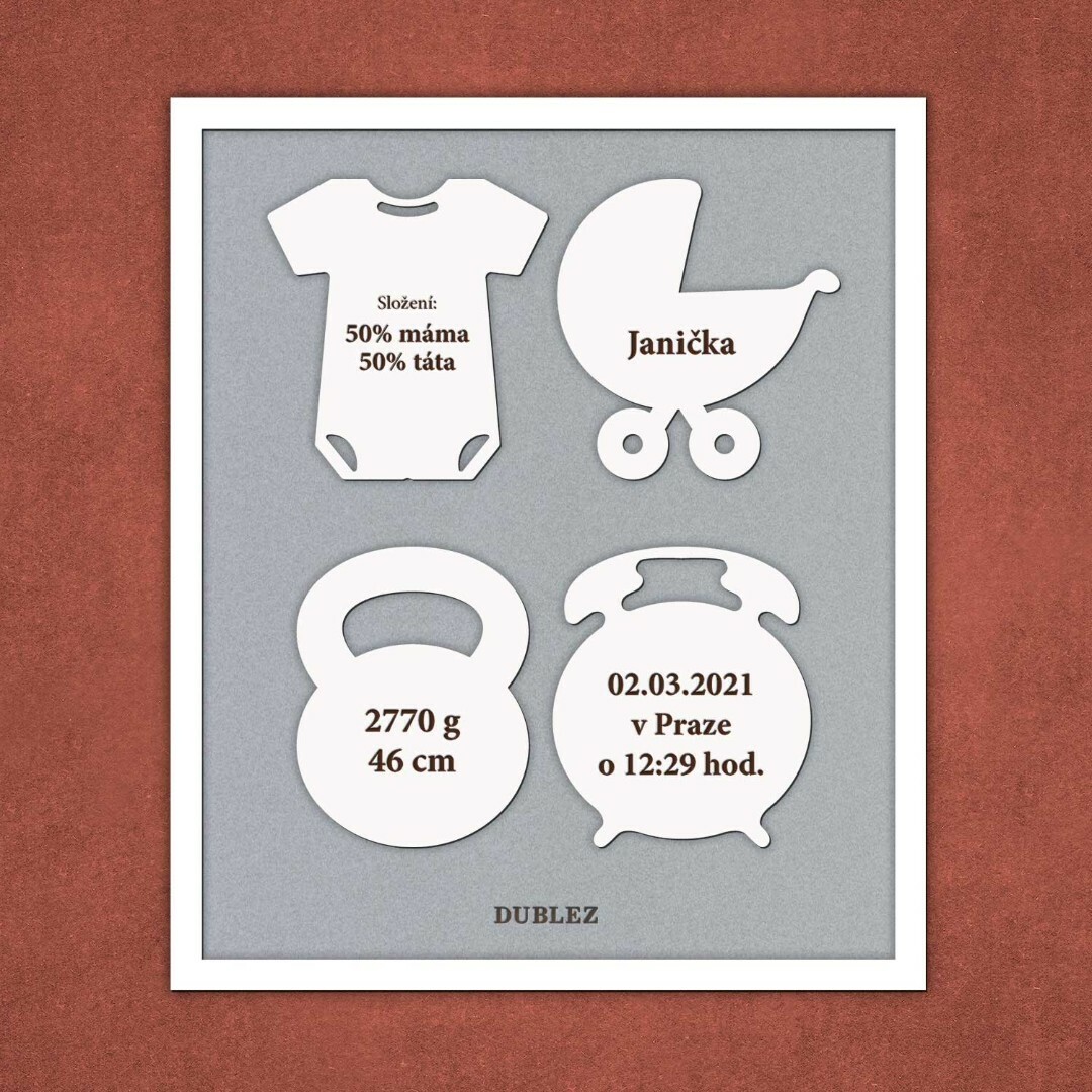 Tabulka se jménem a porodními údaji | Bílá / Stříbrná