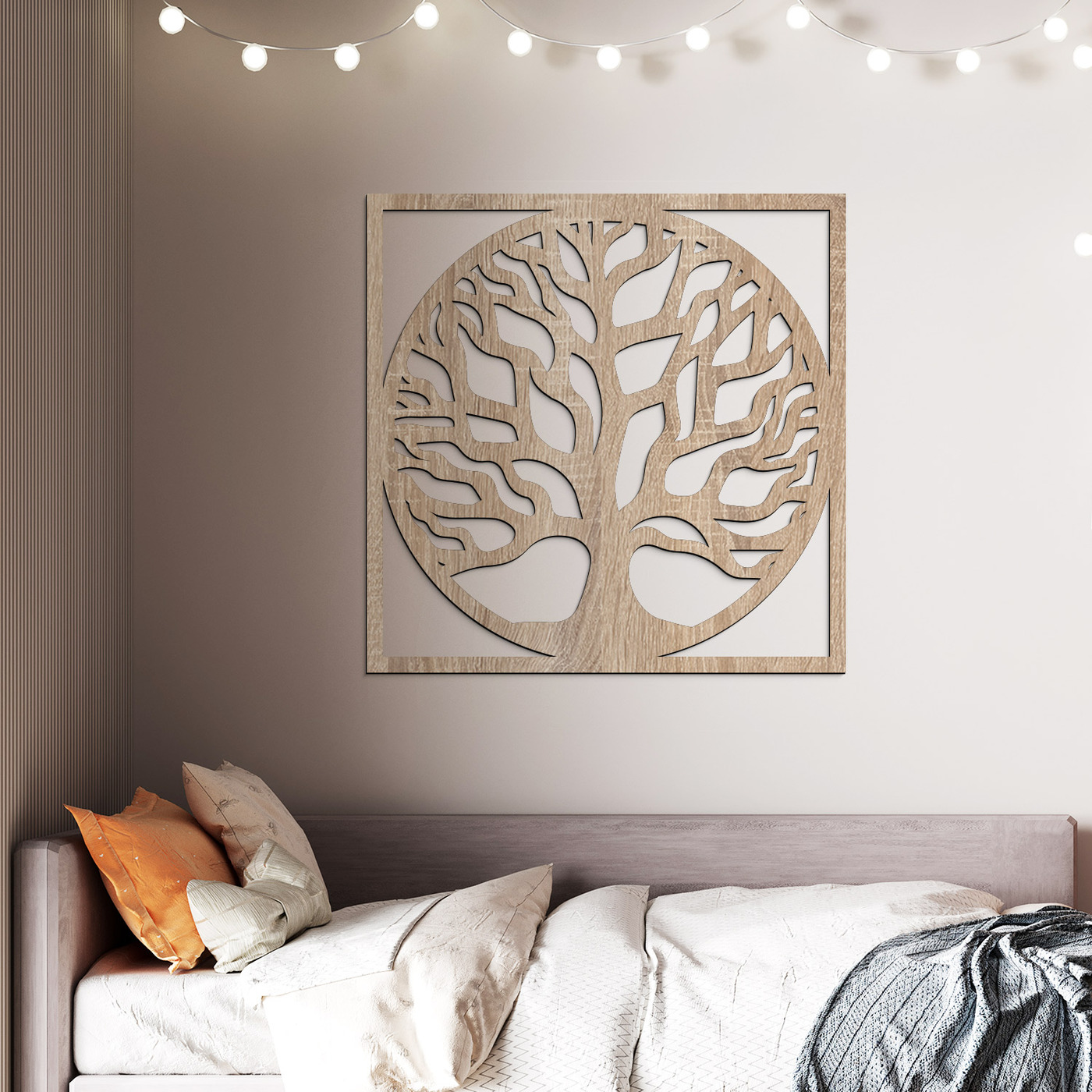 Wooden Tree of Life Wall Art - Unity | Oak Sonoma