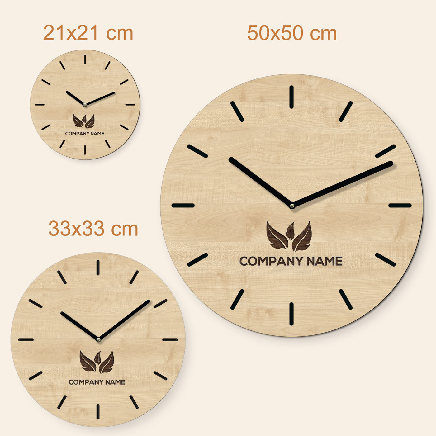 Drevené hodiny na mieru s logom firmy