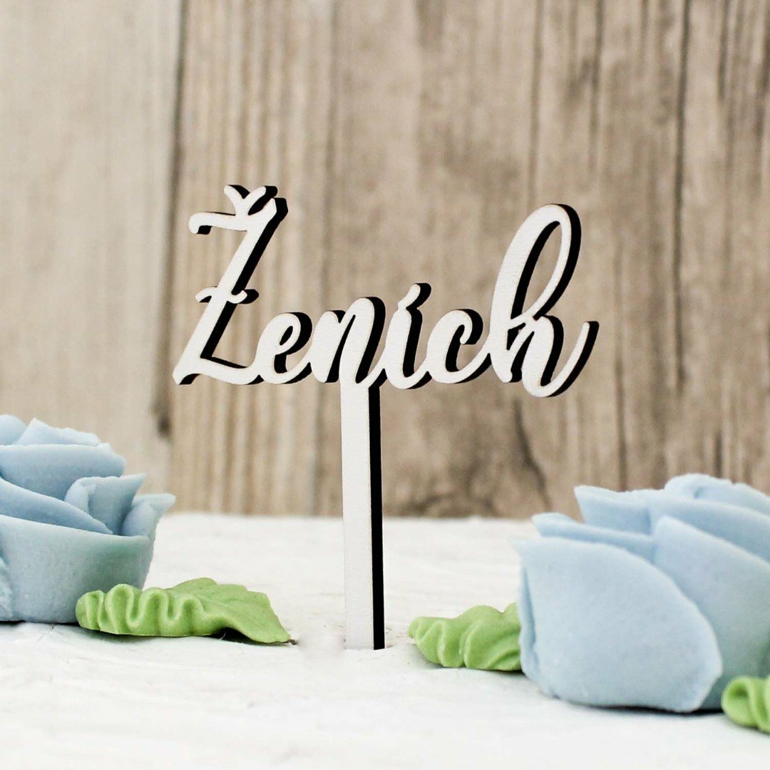 Drevený zápich na svadobnú tortu - Ženích