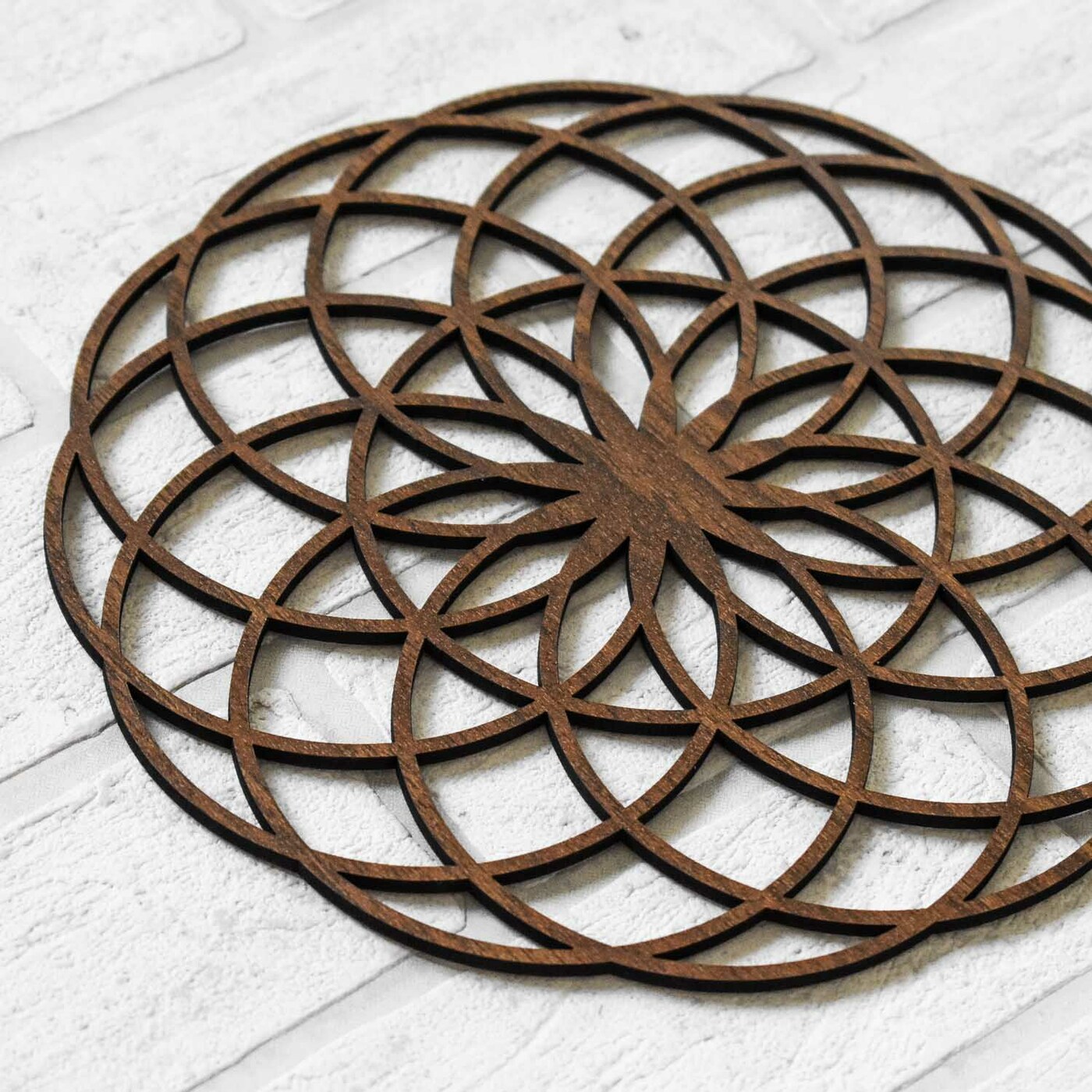 Sacred Geometry - Flower of Life Symbol | Walnut