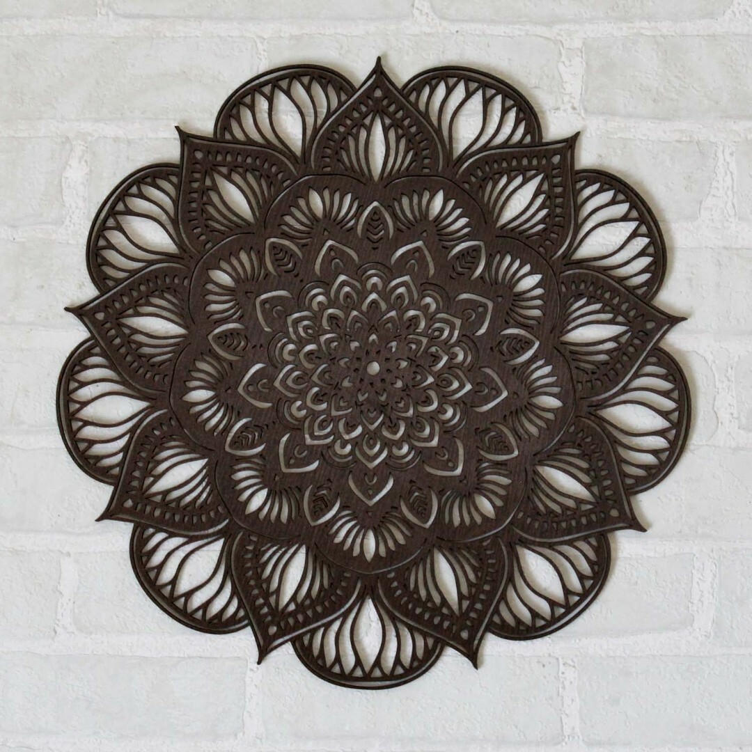 Vyrezávaná 3D Mandala - lotosový kvet | Wenge