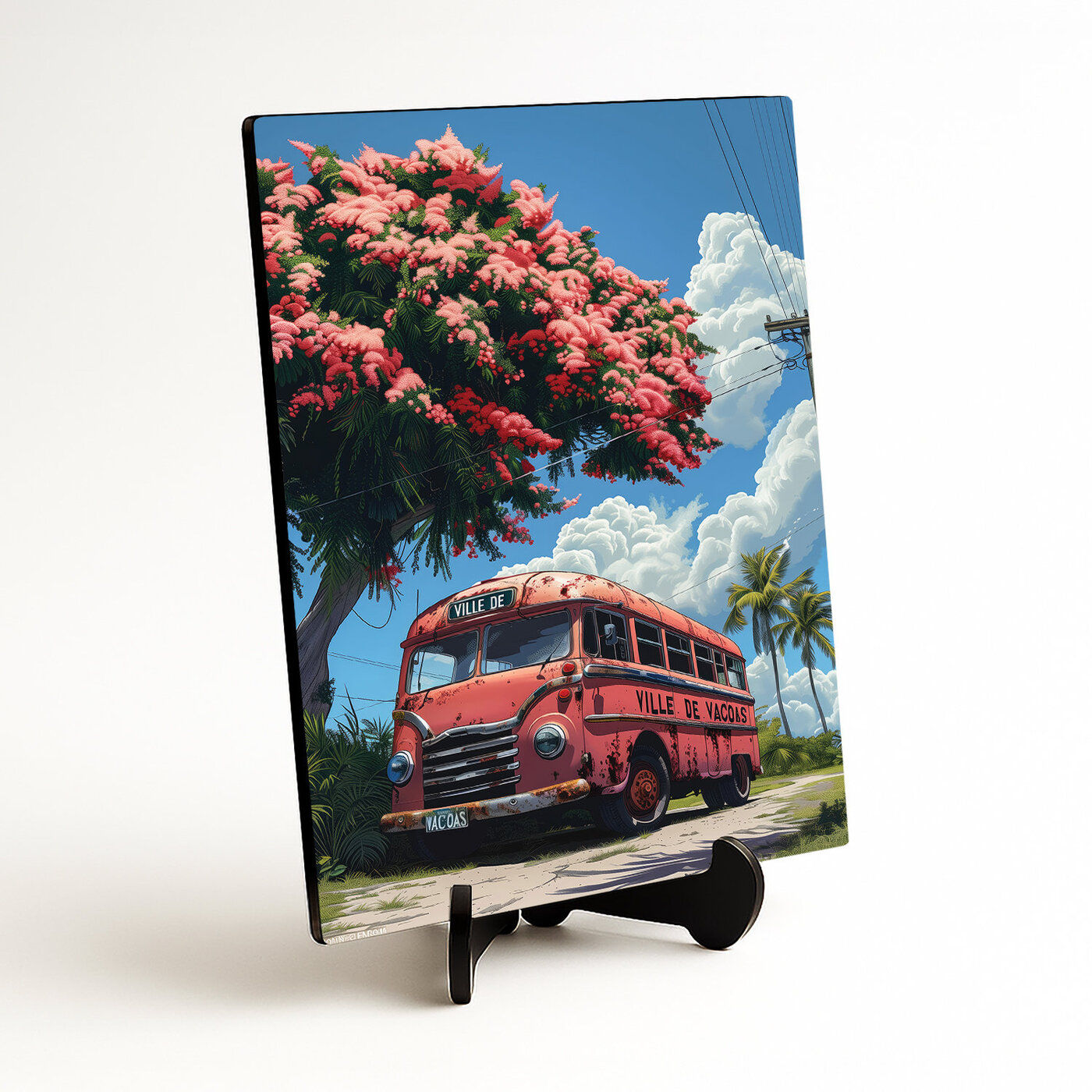 Retro Wooden Wall Art - Bus