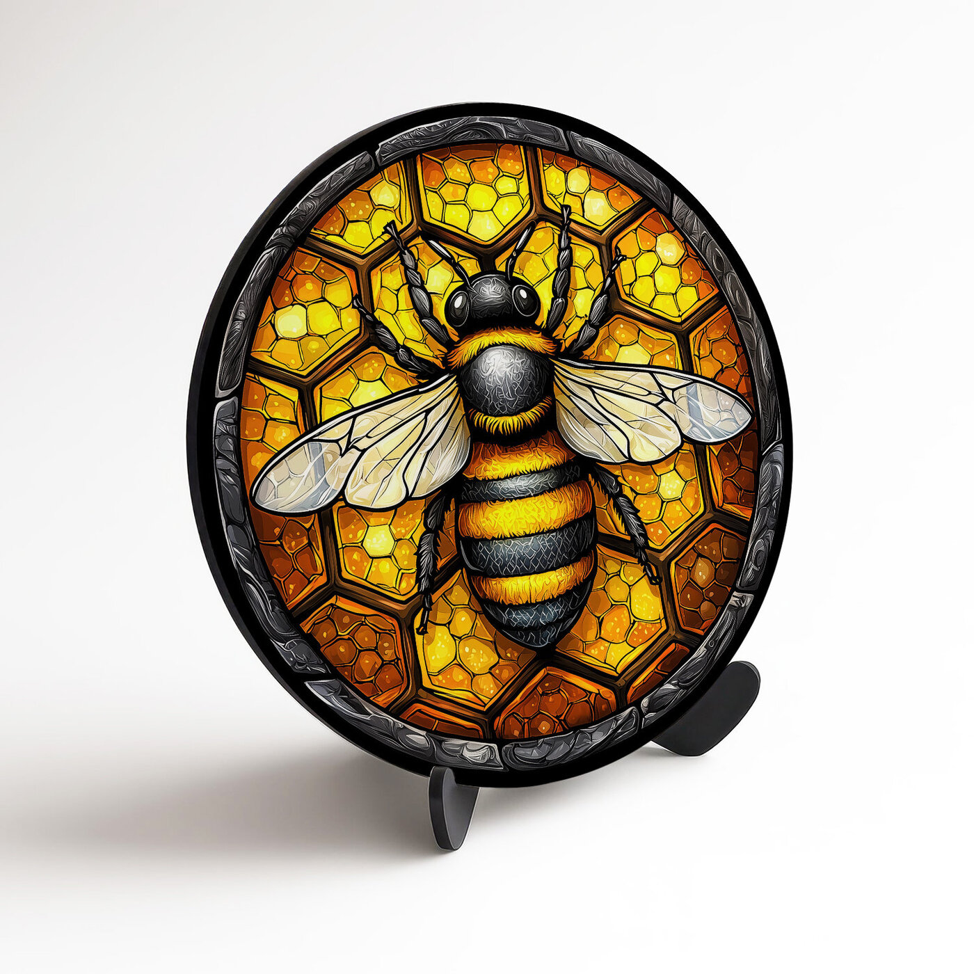 Wooden Wall Art - Bee on Honeycomb
